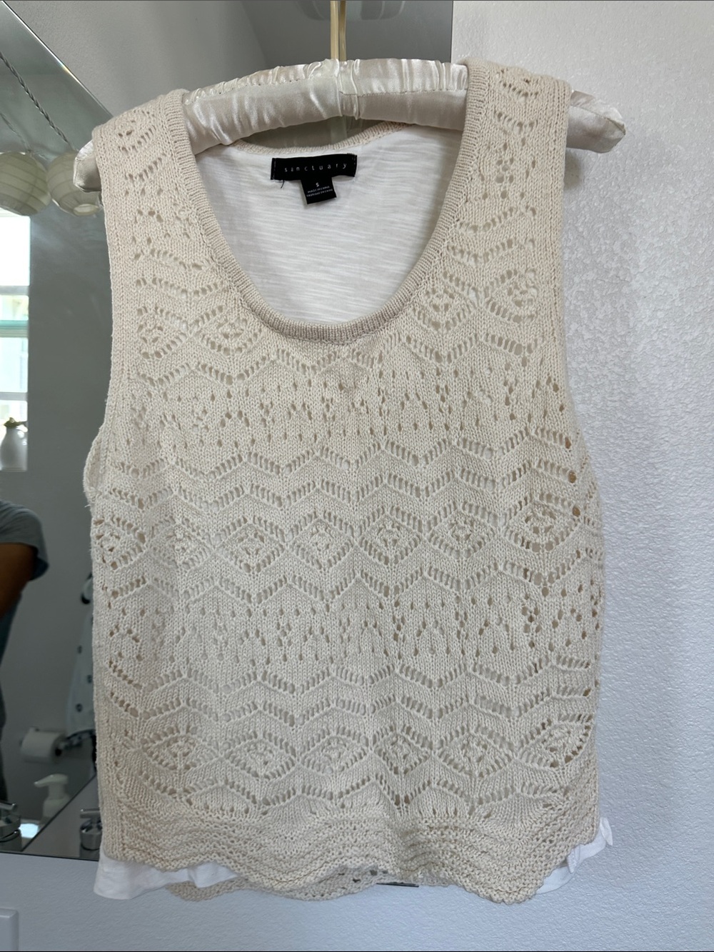 Sanctuary Cream Double Layer Knit Tank